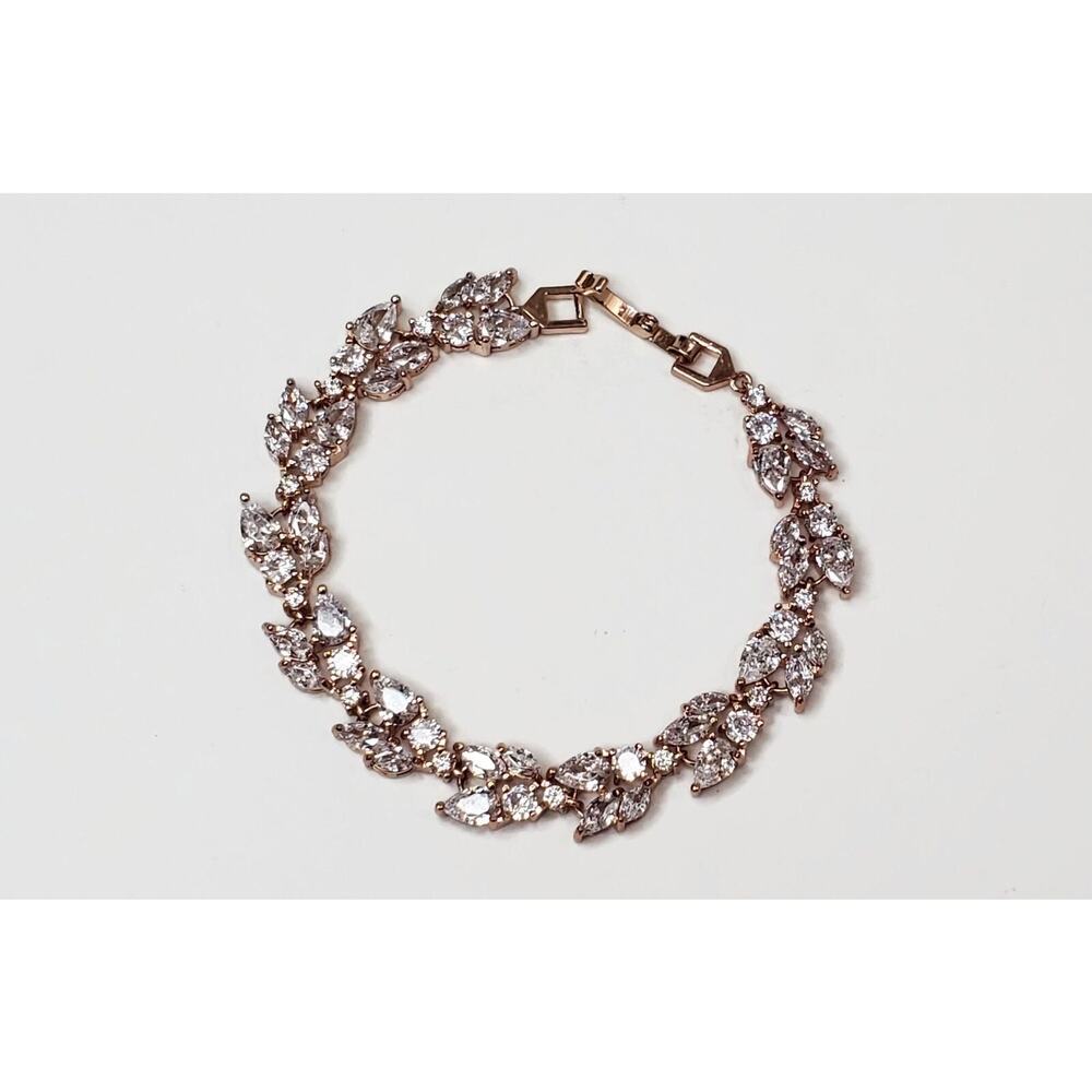 Rose Gold Tone Cubic Zirconia CZ Bracelet 6.25"
